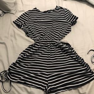 Black and white stripped romper